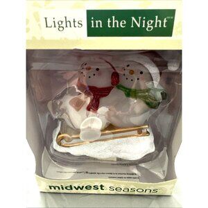 Lights in The Night Nightlight Acrylic Snowman Couple On Sled By Midwest Seasons